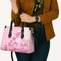 Pink Palaka Hawaiian And Japanese Leather Bag Maneki Neko And Sakura Bloom DT05 - Polynesian Pride