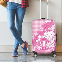 Pink Palaka Hawaiian And Japanese Luggage Cover Maneki Neko And Sakura Bloom DT05 - Polynesian Pride