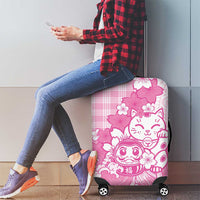Pink Palaka Hawaiian And Japanese Luggage Cover Maneki Neko And Sakura Bloom DT05 - Polynesian Pride