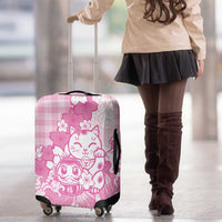 Pink Palaka Hawaiian And Japanese Luggage Cover Maneki Neko And Sakura Bloom DT05 - Polynesian Pride