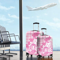 Pink Palaka Hawaiian And Japanese Luggage Cover Maneki Neko And Sakura Bloom DT05 - Polynesian Pride