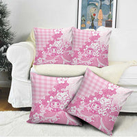 Pink Palaka Hawaiian And Japanese Pillow Cover Maneki Neko And Sakura Bloom DT05 - Polynesian Pride
