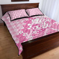 Pink Palaka Hawaiian And Japanese Quilt Bed Set Maneki Neko And Sakura Bloom DT05 - Polynesian Pride