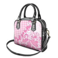 Pink Palaka Hawaiian And Japanese Shoulder Handbag Maneki Neko And Sakura Bloom DT05 - Polynesian Pride