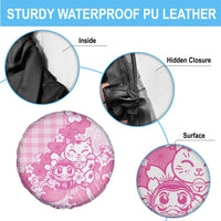 Pink Palaka Hawaiian And Japanese Spare Tire Cover Maneki Neko And Sakura Bloom DT05 - Polynesian Pride