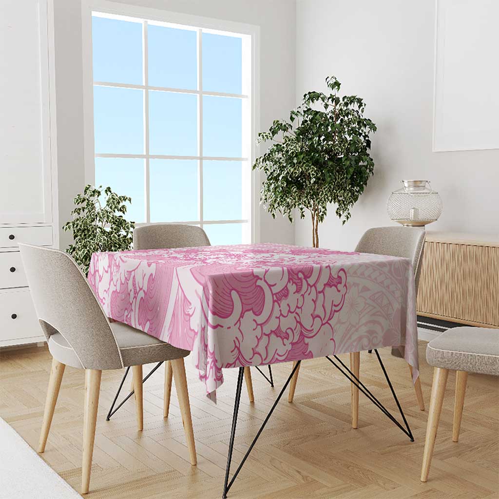 Pink Palaka Hawaiian And Japanese Tablecloth Maneki Neko And Sakura Bloom DT05 - Polynesian Pride