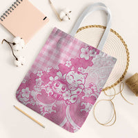 Pink Palaka Hawaiian And Japanese Tote Bag Maneki Neko And Sakura Bloom DT05 White Strap One Size Pink - Polynesian Pride