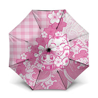 Pink Palaka Hawaiian And Japanese Umbrella Maneki Neko And Sakura Bloom DT05 One Size Folded 11.42 inch Opened Diameter 37.4 inch Pink - Polynesian Pride
