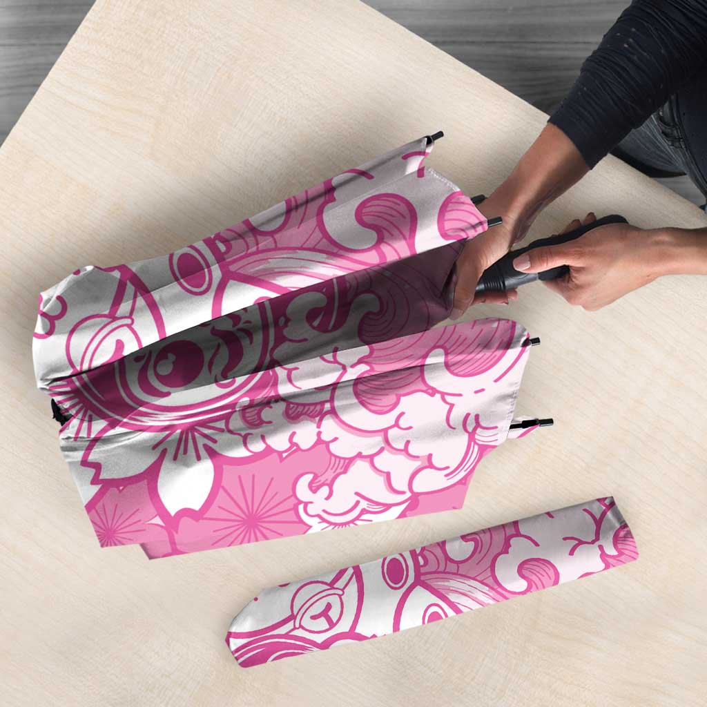 Pink Palaka Hawaiian And Japanese Umbrella Maneki Neko And Sakura Bloom DT05 - Polynesian Pride