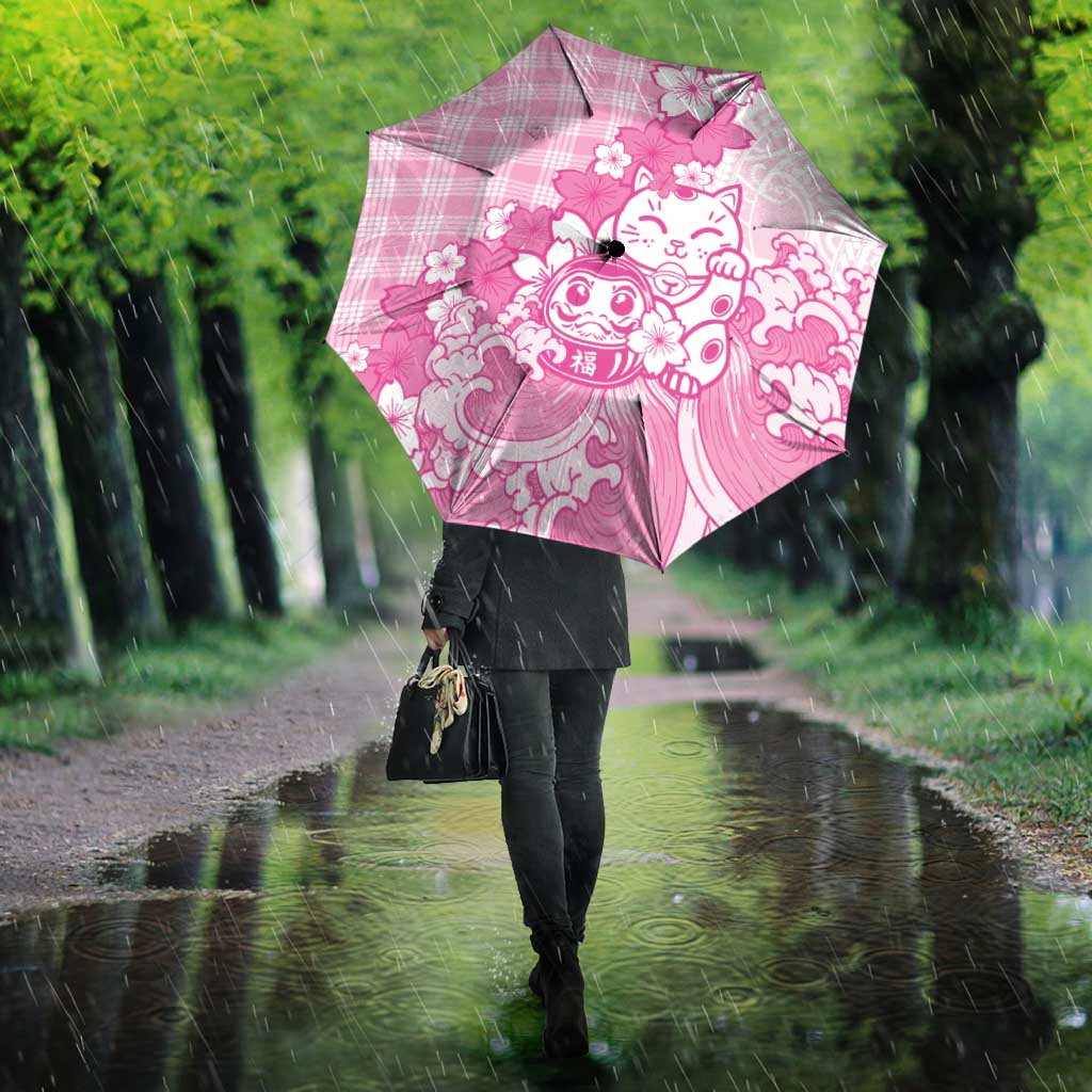 Pink Palaka Hawaiian And Japanese Umbrella Maneki Neko And Sakura Bloom DT05 - Polynesian Pride