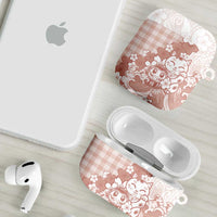 Beige Palaka Hawaiian And Japanese AirPods Case Maneki Neko And Sakura Bloom