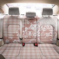 Beige Palaka Hawaiian And Japanese Back Car Seat Cover Maneki Neko And Sakura Bloom DT05 - Polynesian Pride