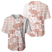 Beige Palaka Hawaiian And Japanese Baseball Jersey Maneki Neko And Sakura Bloom DT05 - Polynesian Pride