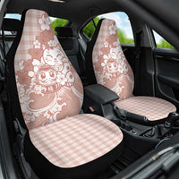 Beige Palaka Hawaiian And Japanese Car Seat Cover Maneki Neko And Sakura Bloom DT05 One Size Beige - Polynesian Pride