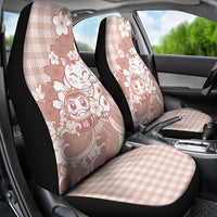 Beige Palaka Hawaiian And Japanese Car Seat Cover Maneki Neko And Sakura Bloom DT05 - Polynesian Pride