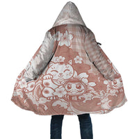 Beige Palaka Hawaiian And Japanese Cloak Maneki Neko And Sakura Bloom DT05 Unisex Beige - Polynesian Pride