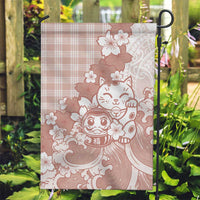 Beige Palaka Hawaiian And Japanese Garden Flag Maneki Neko And Sakura Bloom DT05 Garden Flag Beige - Polynesian Pride