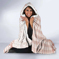 Beige Palaka Hawaiian And Japanese Hooded Blanket Maneki Neko And Sakura Bloom DT05 - Polynesian Pride