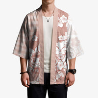 Beige Palaka Hawaiian And Japanese Kimono Maneki Neko And Sakura Bloom DT05 - Polynesian Pride