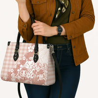 Beige Palaka Hawaiian And Japanese Leather Bag Maneki Neko And Sakura Bloom