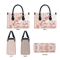 Beige Palaka Hawaiian And Japanese Leather Bag Maneki Neko And Sakura Bloom