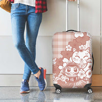 Beige Palaka Hawaiian And Japanese Luggage Cover Maneki Neko And Sakura Bloom DT05 - Polynesian Pride