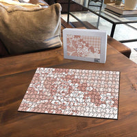 Beige Palaka Hawaiian And Japanese Puzzle Maneki Neko And Sakura Bloom DT05 - Polynesian Pride