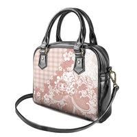 Beige Palaka Hawaiian And Japanese Shoulder Handbag Maneki Neko And Sakura Bloom DT05 - Polynesian Pride