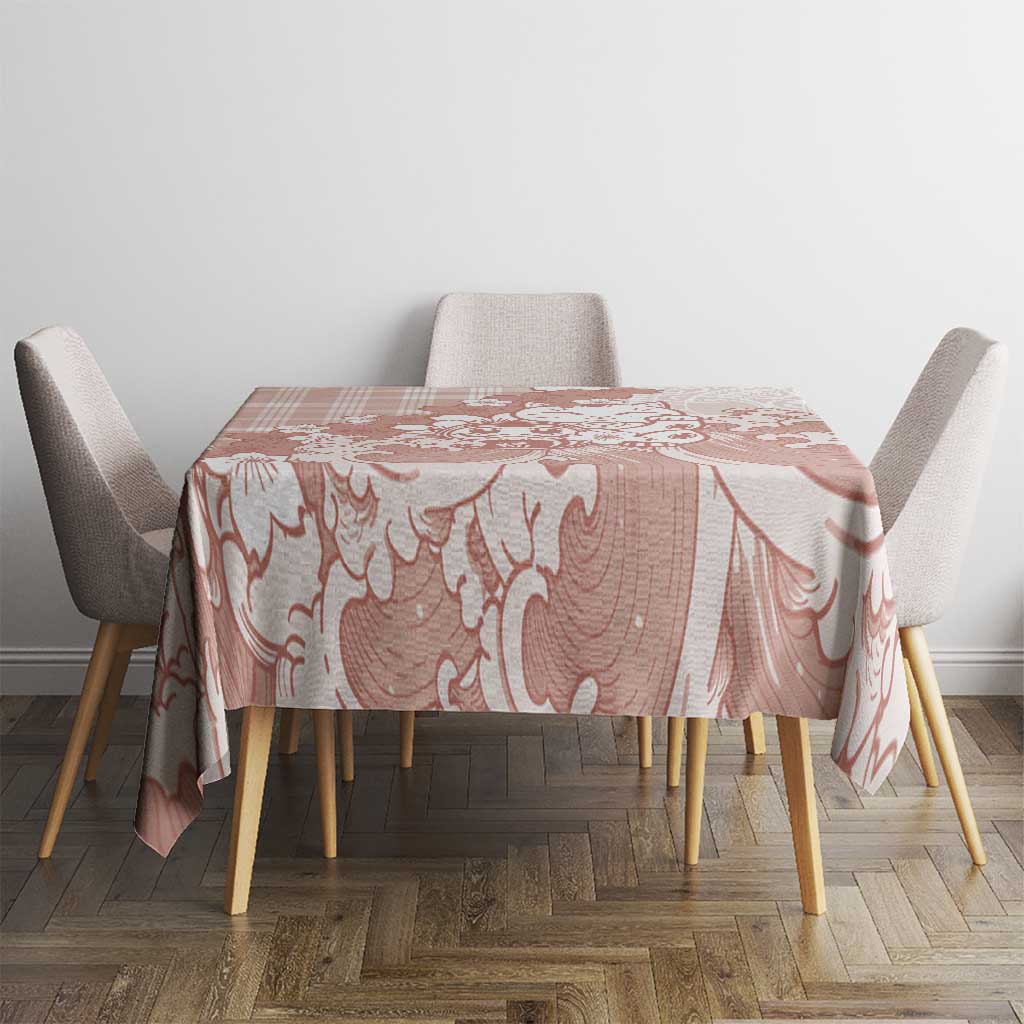 Beige Palaka Hawaiian And Japanese Tablecloth Maneki Neko And Sakura Bloom DT05 - Polynesian Pride