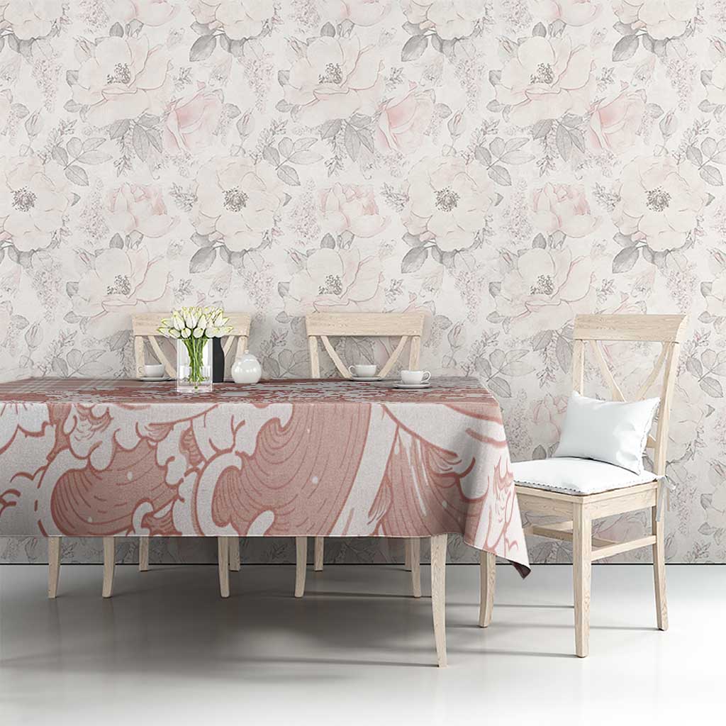 Beige Palaka Hawaiian And Japanese Tablecloth Maneki Neko And Sakura Bloom DT05 - Polynesian Pride