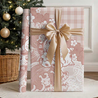 Beige Palaka Hawaiian And Japanese Wrapping Paper Maneki Neko And Sakura Bloom DT05 - Polynesian Pride