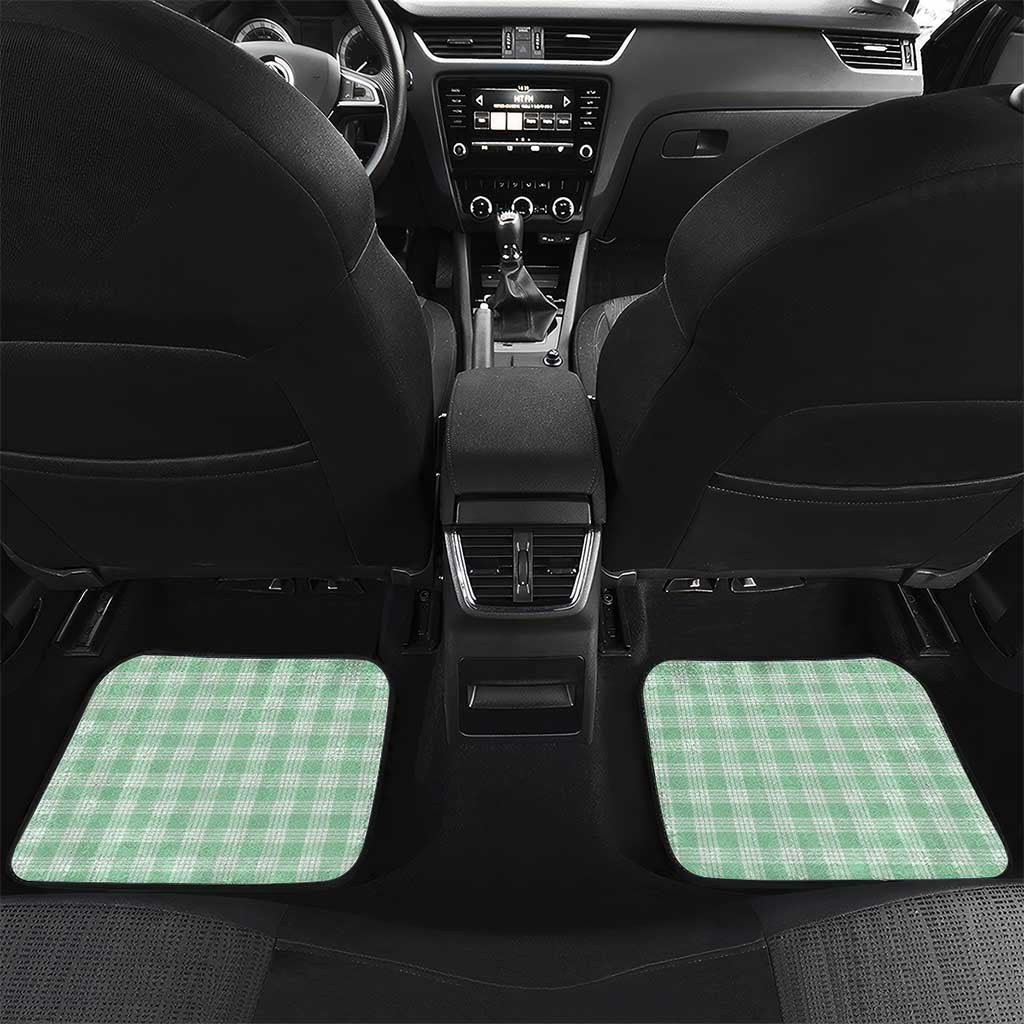 Green Palaka Hawaiian And Japanese Car Mats Maneki Neko And Sakura Bloom DT05 Set 2pcs - Back Green - Polynesian Pride
