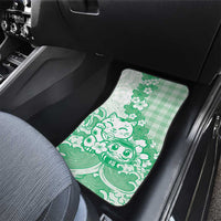 Green Palaka Hawaiian And Japanese Car Mats Maneki Neko And Sakura Bloom DT05 - Polynesian Pride