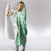 Green Palaka Hawaiian And Japanese Hooded Blanket Maneki Neko And Sakura Bloom DT05 - Polynesian Pride