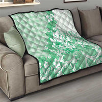 Green Palaka Hawaiian And Japanese Quilt Maneki Neko And Sakura Bloom DT05 - Polynesian Pride