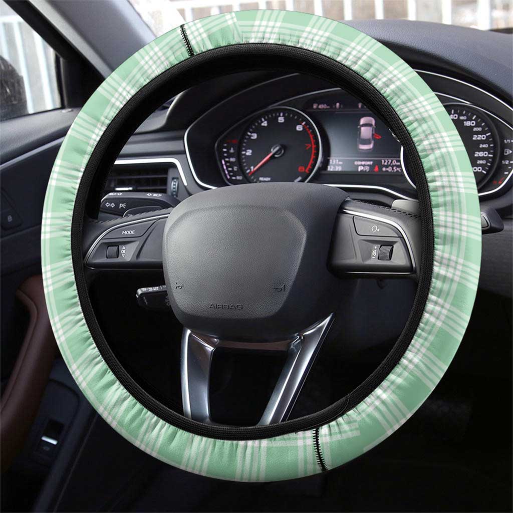 Green Palaka Hawaiian And Japanese Steering Wheel Cover Maneki Neko And Sakura Bloom DT05 - Polynesian Pride
