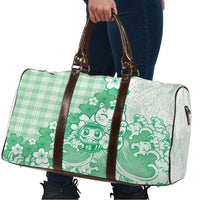Green Palaka Hawaiian And Japanese Travel Bag Maneki Neko And Sakura Bloom DT05 - Polynesian Pride