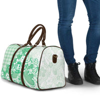 Green Palaka Hawaiian And Japanese Travel Bag Maneki Neko And Sakura Bloom DT05 - Polynesian Pride