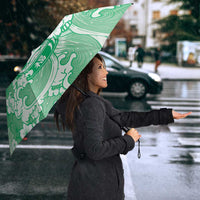Green Palaka Hawaiian And Japanese Umbrella Maneki Neko And Sakura Bloom DT05 - Polynesian Pride