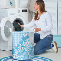 Blue Palaka Hawaiian And Japanese Laundry Basket Maneki Neko And Sakura Bloom DT05 - Polynesian Pride