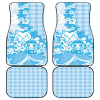 Blue Palaka Hawaiian And Japanese Car Mats Maneki Neko And Sakura Bloom DT05 - Polynesian Pride