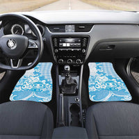 Blue Palaka Hawaiian And Japanese Car Mats Maneki Neko And Sakura Bloom DT05 Set 2pcs - Front Blue - Polynesian Pride