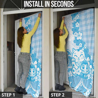 Blue Palaka Hawaiian And Japanese Door Cover Maneki Neko And Sakura Bloom DT05 - Polynesian Pride