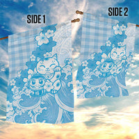 Blue Palaka Hawaiian And Japanese Garden Flag Maneki Neko And Sakura Bloom DT05 - Polynesian Pride