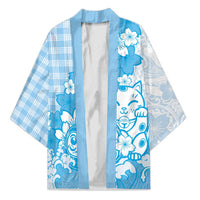 Blue Palaka Hawaiian And Japanese Kimono Maneki Neko And Sakura Bloom DT05 Unisex Blue - Polynesian Pride
