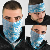 Blue Palaka Hawaiian And Japanese Neck Gaiter Maneki Neko And Sakura Bloom DT05 - Polynesian Pride