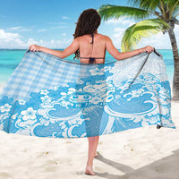 Blue Palaka Hawaiian And Japanese Sarong Maneki Neko And Sakura Bloom DT05 - Polynesian Pride