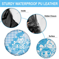Blue Palaka Hawaiian And Japanese Spare Tire Cover Maneki Neko And Sakura Bloom DT05 - Polynesian Pride
