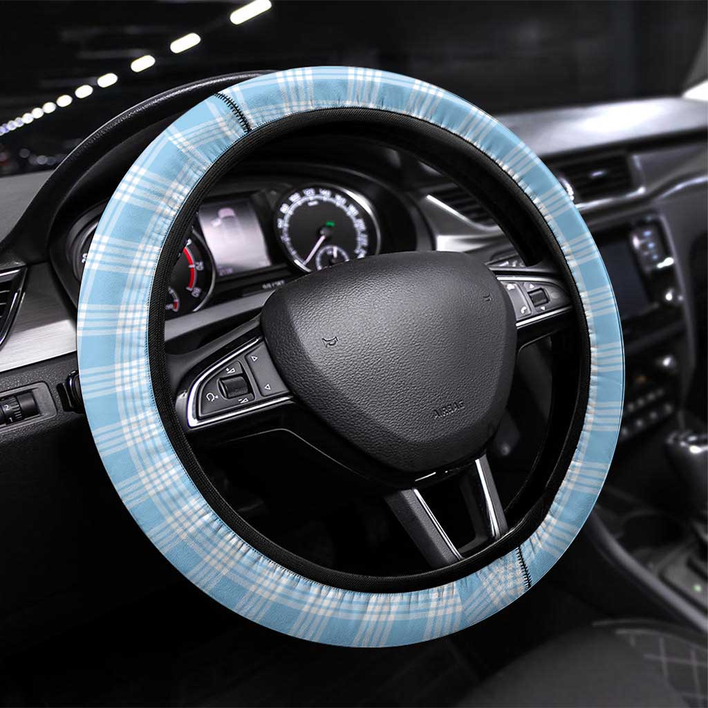 Blue Palaka Hawaiian And Japanese Steering Wheel Cover Maneki Neko And Sakura Bloom DT05 Universal Fit Blue - Polynesian Pride