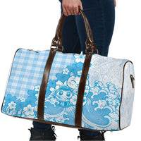 Blue Palaka Hawaiian And Japanese Travel Bag Maneki Neko And Sakura Bloom DT05 - Polynesian Pride